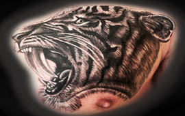 Johnathan Fleming Tattoo Another saber tooth tiger skeleton tattoo