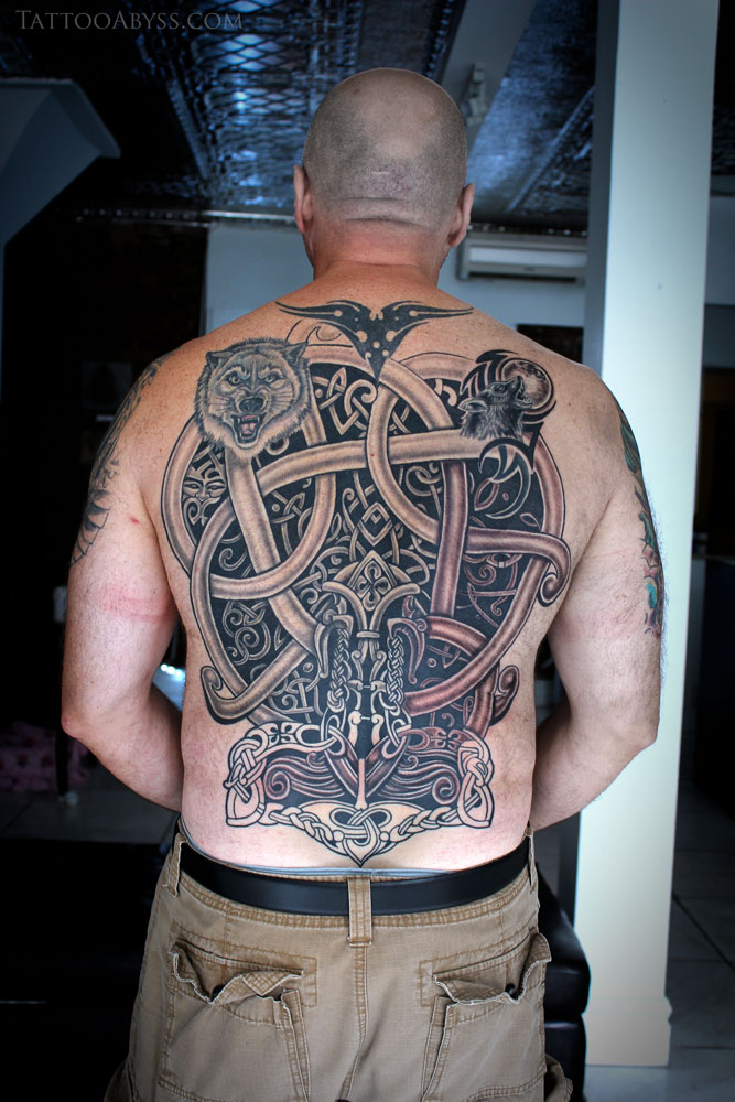Celtic Viking Tattoo On Full Back Body