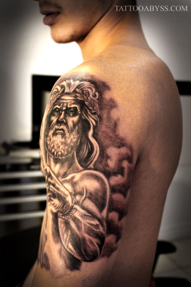 As Zeus, the king of gods, gazes down upon us mortals, we can't help but  feel both awe and fear. With this realistic Zeus tattoo, let the... |  Instagram