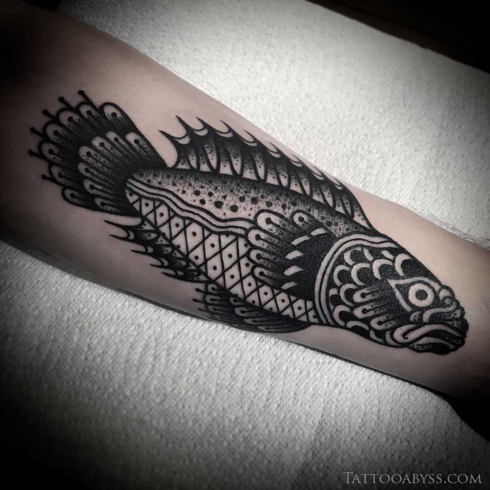 HERMAN IX  Animal tattoos Geometric tattoo Salmon tattoo