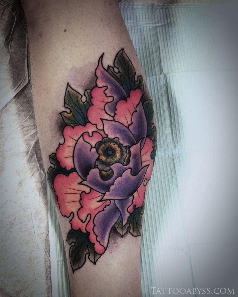 Colour Peony Tattoo - Tattoo Abyss Montreal