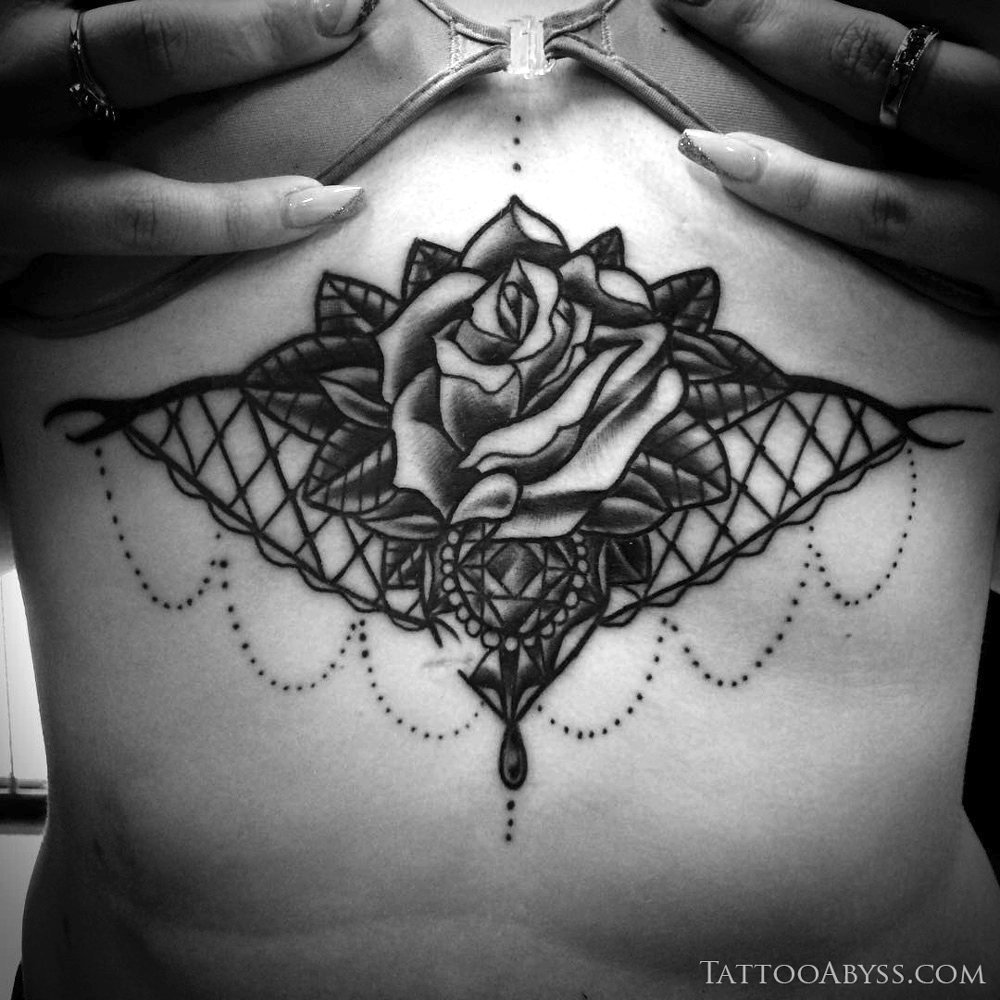 rosejewel-under-boob-tattoo-abyss - Tattoo Abyss Montreal