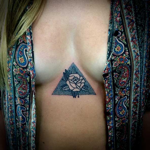 Tattoo uploaded by Angyl Truong • Custom designed #rose #bluerose #colour # sternum #sternumtattoo #sternumrose #moon #delicate #small • Tattoodo