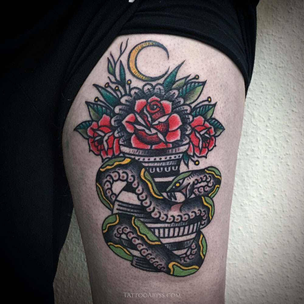 Tattoo process  snake and rose  snake tattoo  flower tattoo  rose tattoo   YouTube