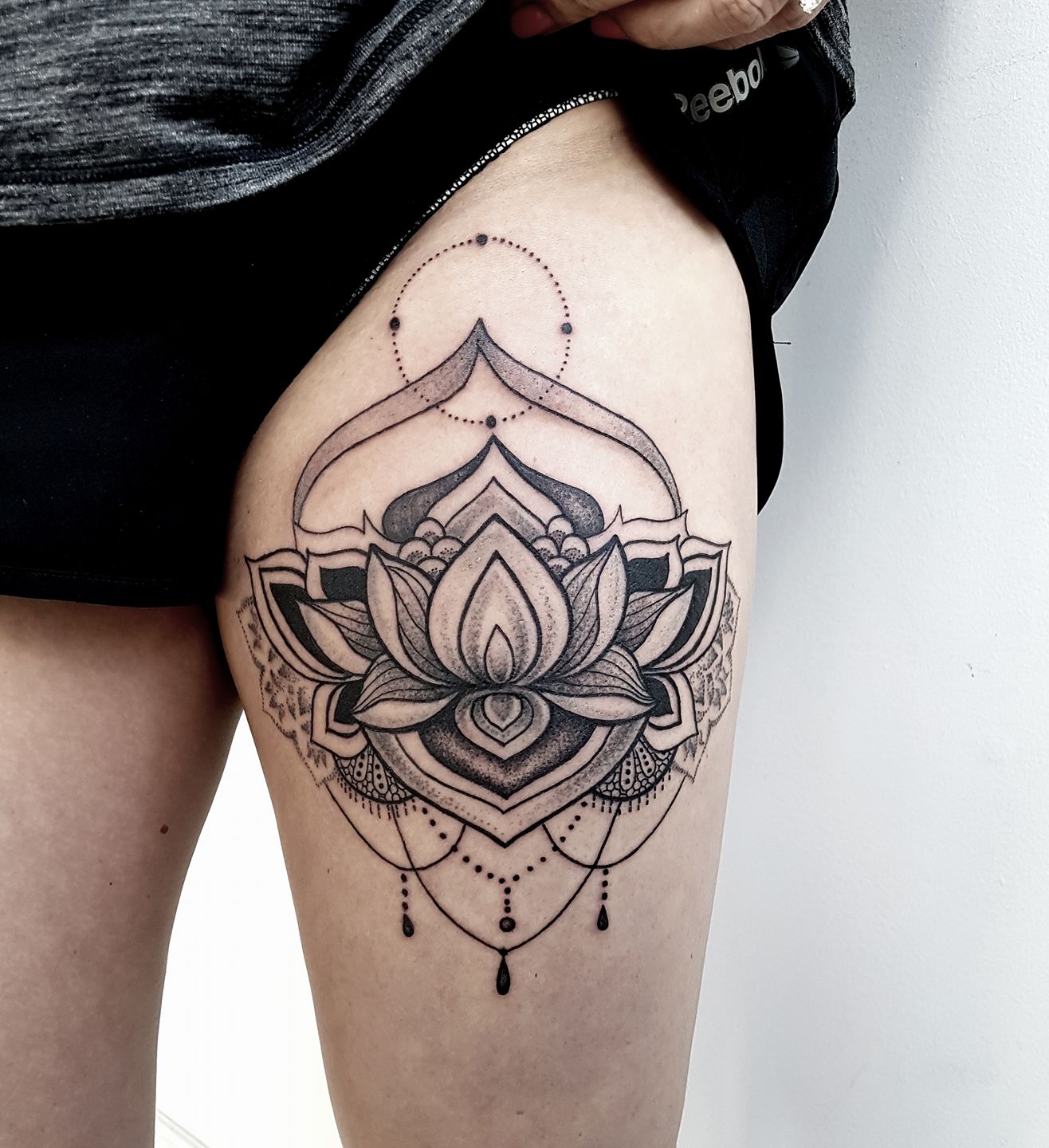 Ornate Dotwork Lotus Tattoo - Tattoo Abyss Montreal