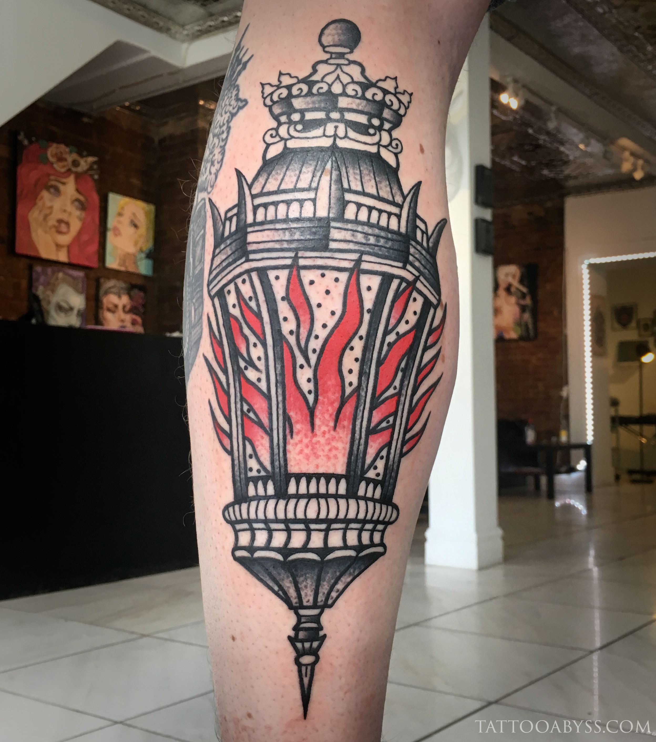 Blackwork lantern tattoo on the forearm  Tattoogridnet