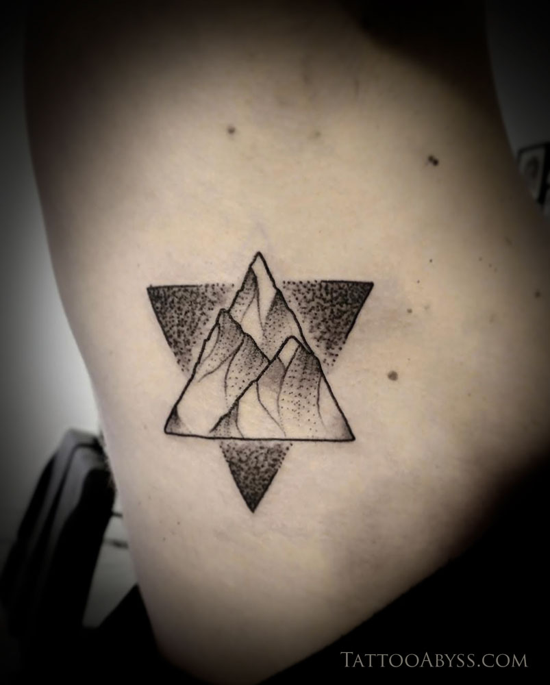 Geometric mountain range to ocean tattoo! Thanks for the interesting  project! Had so much fun with this one. #geometrictattoo #oceantatto... |  Instagram