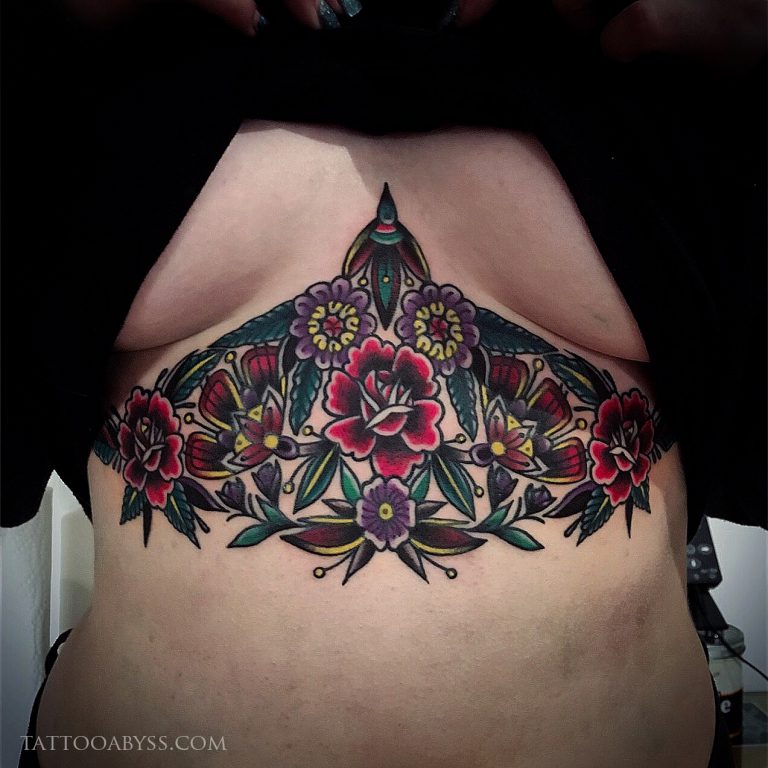 Floral Sternum Tattoo Abyss Montreal
