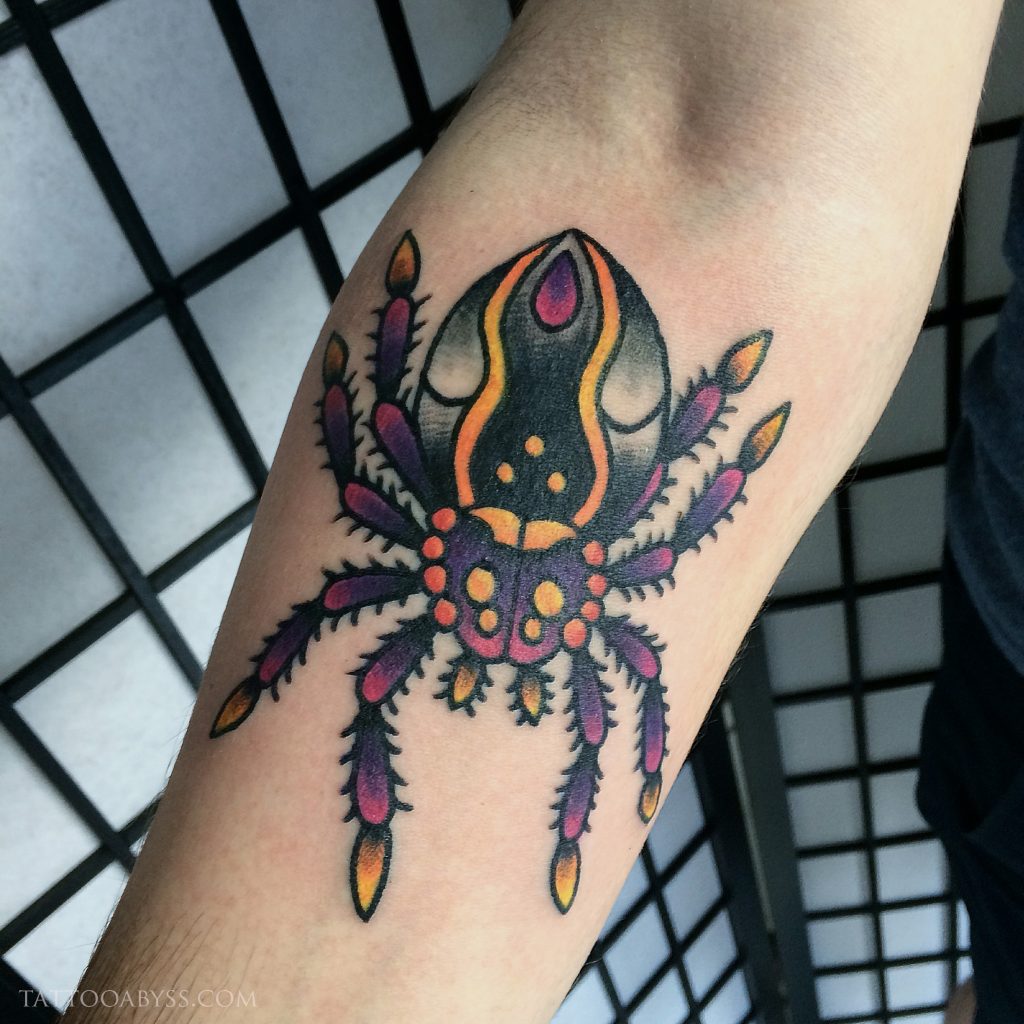 Black Traditional Spider Tattoo - Temu