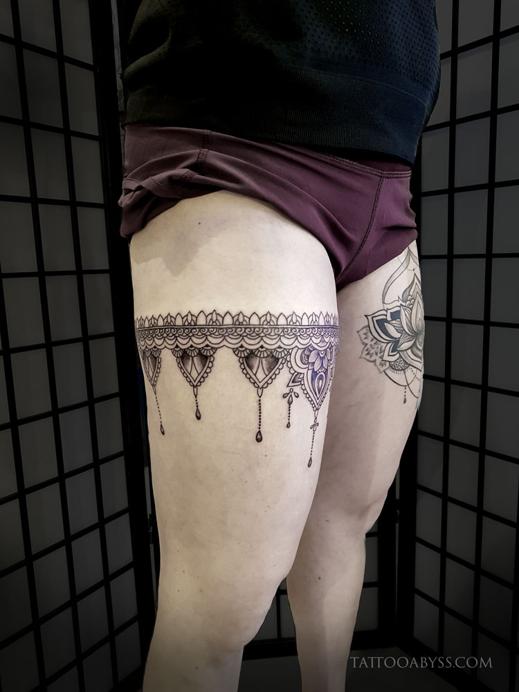 Lacy garter tattoo  we redid this  Jess Parry Tattoos  Facebook