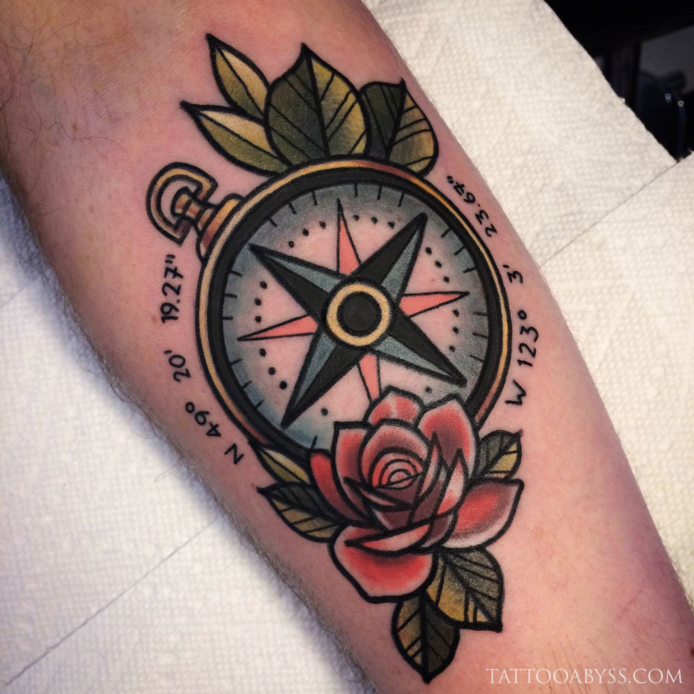 Vintage tattoo compass design Royalty Free Vector Image