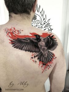Trash Polka Style Crow - Tattoo Abyss Montreal