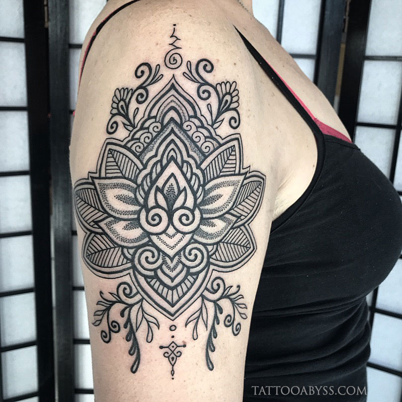 Lotus Mandala Chest Tattoo