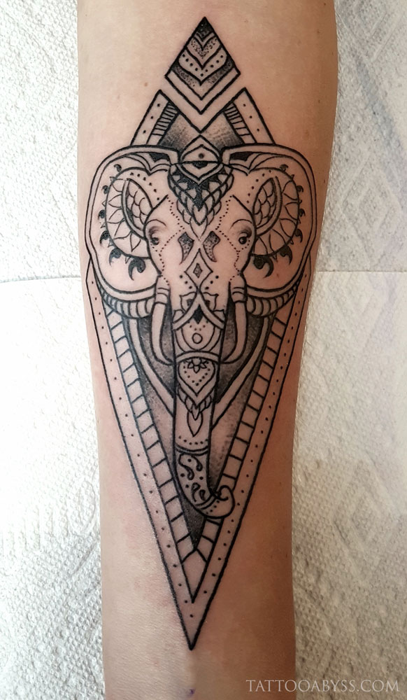 Geometric Elephant  Tattoo Abyss Montreal