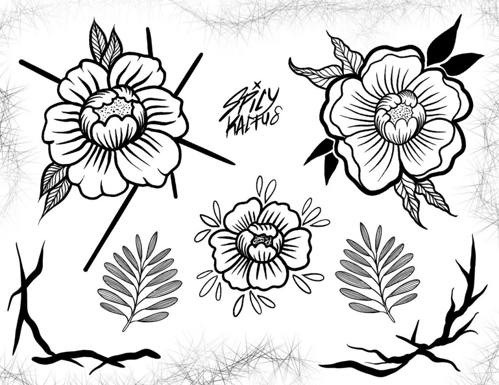 Tattoo Flash Single Sheet Print Flowers Scrollwork Rose Angel Flash 11” X  14” | eBay