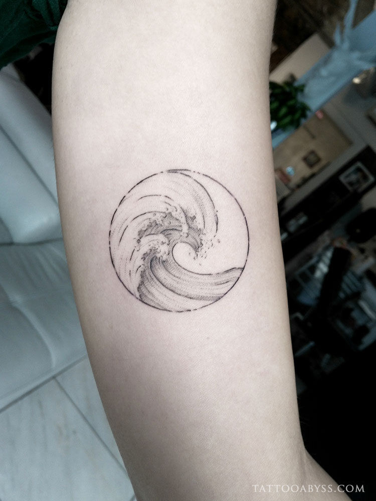 Circular wave and sun tattoo  Tattoogridnet