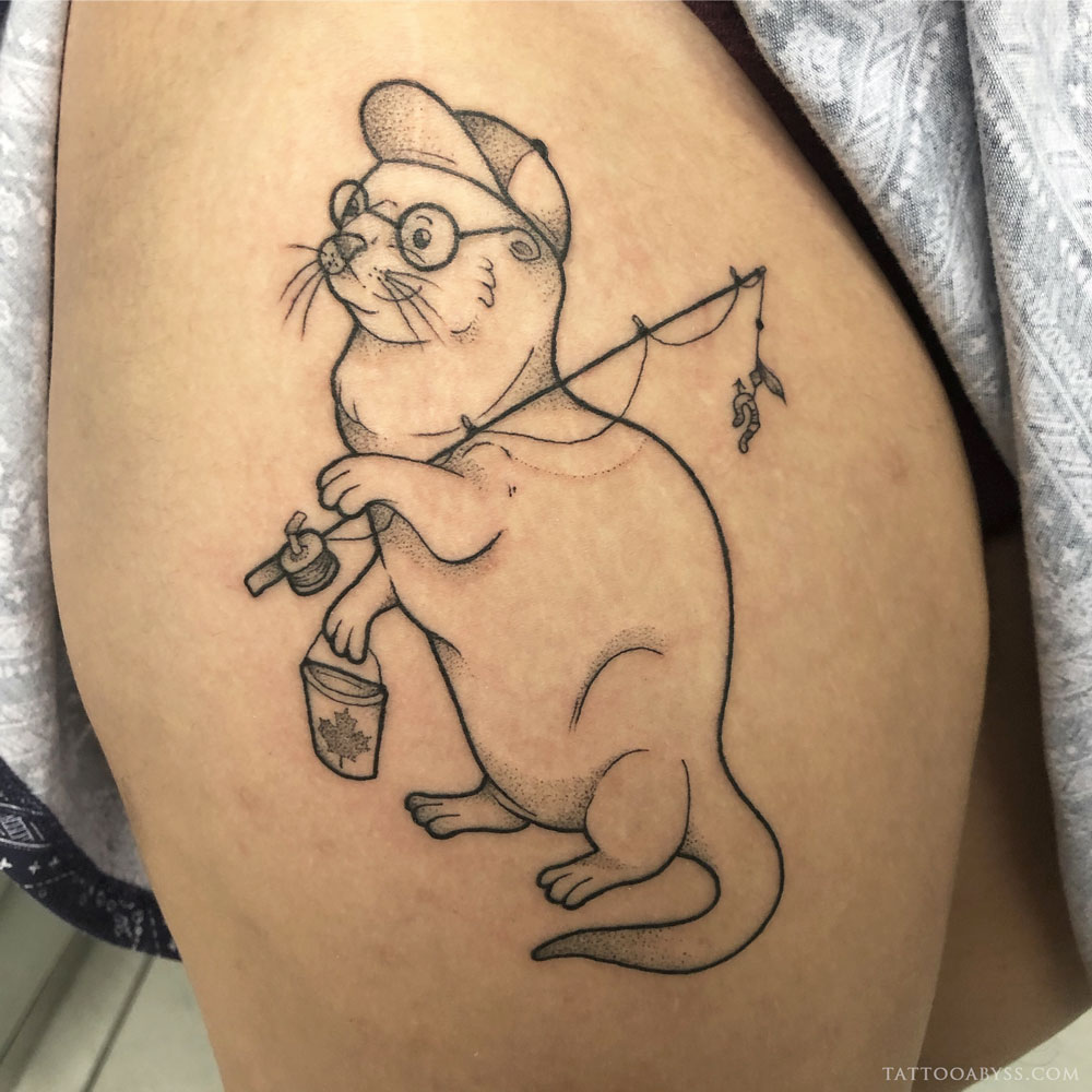 Otter by Liane at Tattoo Abyss in Griffintown, Montreal. 