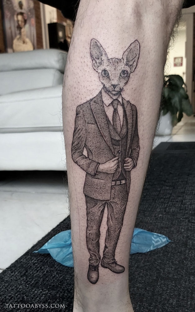 Cat in a suit | Tattoo Abyss Montreal