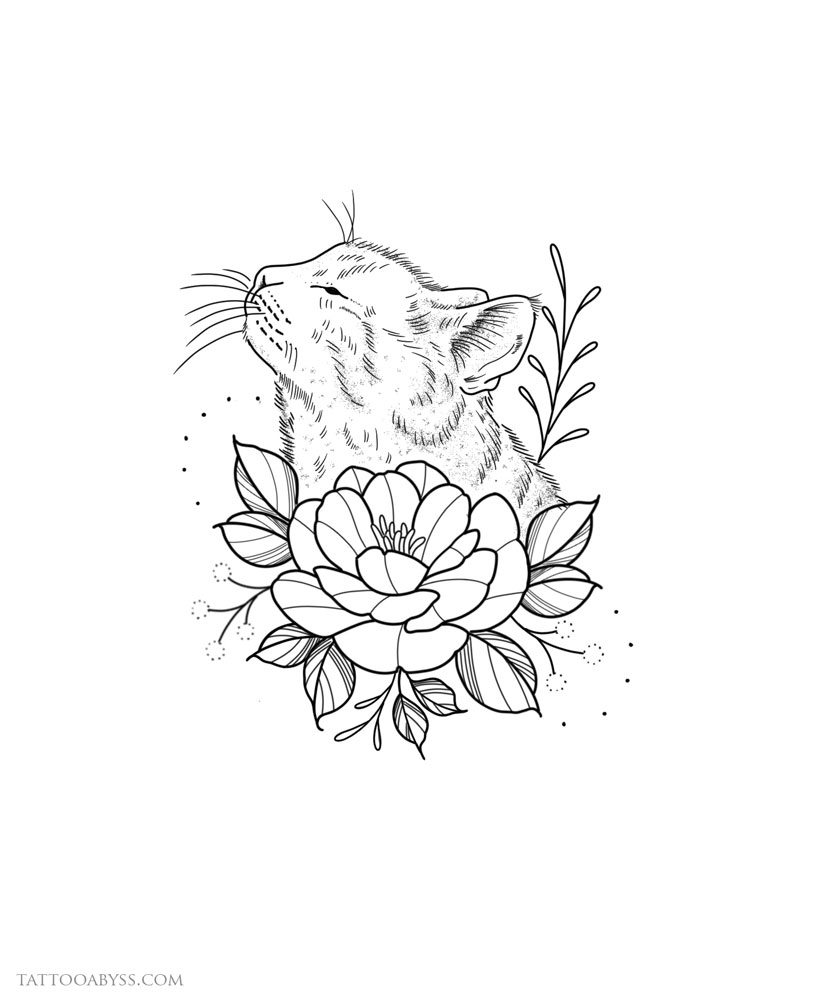 cat-flower-flash-kim-tattoo-abyss - Tattoo Abyss Montreal