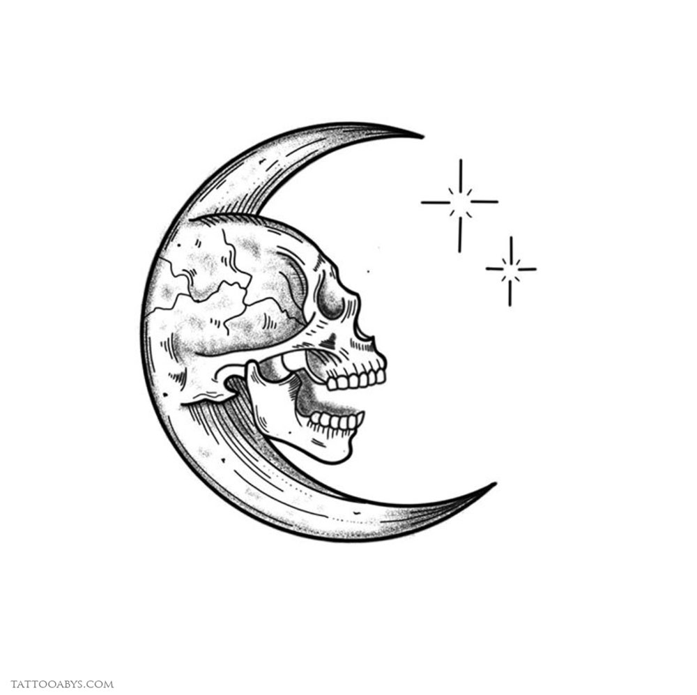 Funhouse Tattoo International Guesthouse  Love this Crescent moonskull  piece by Terry Hhu for bookings   therealsailorterry    skull  skulltattoo crescentmoon crescentmoontattoo moon blackandgreytattoo  funhousetattoo 