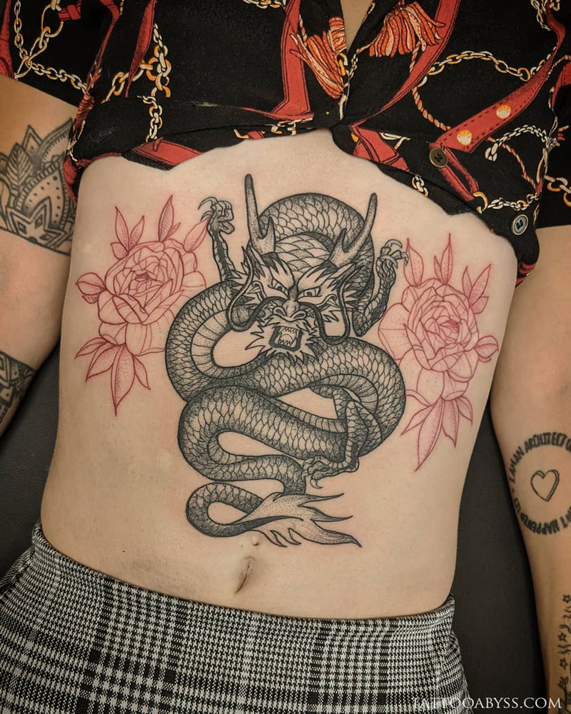 Tattoo Rosies on Instagram Dragon on the stomach made recently by  nikitavigovski here at tattoorosies  Get in touch for  bookings 02 9211