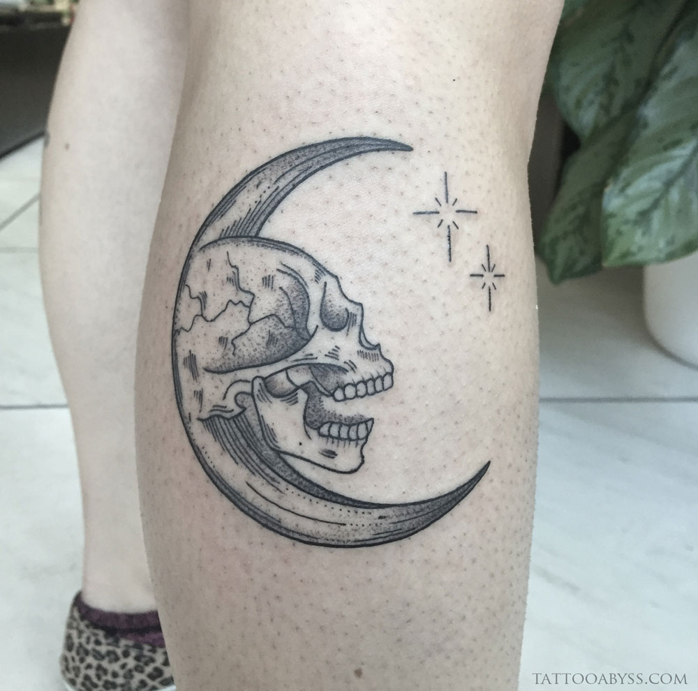 Skull and Moon Tattoo by Cody Cook TattooNOW
