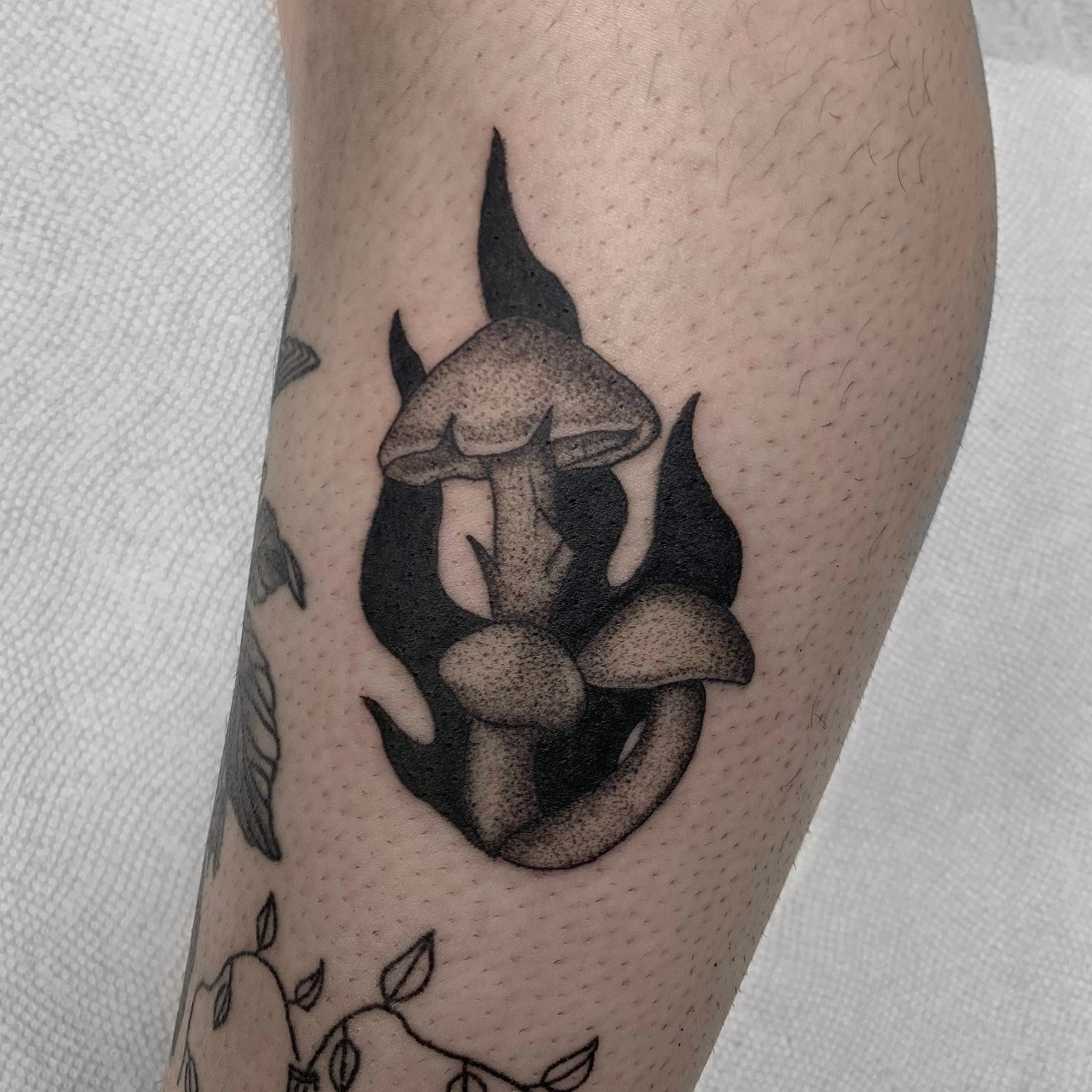 mushrooms-with-black-smoke-tattoo