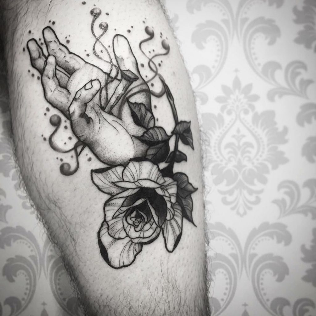 Black and Grey Hand Held Rose Tattoo  Love n Hate