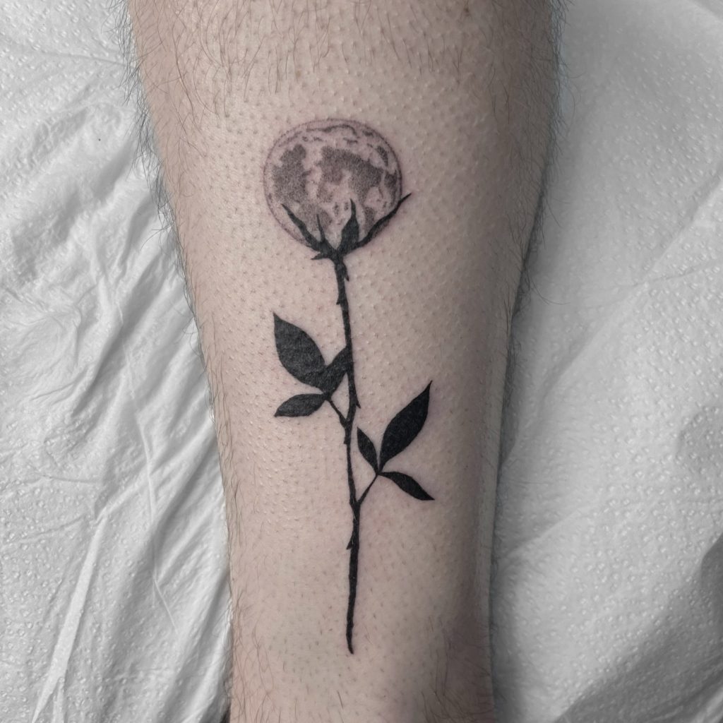 Serena Realistic Single Moon Floral Flower Rose Temporary Tattoo  MyBodiArt