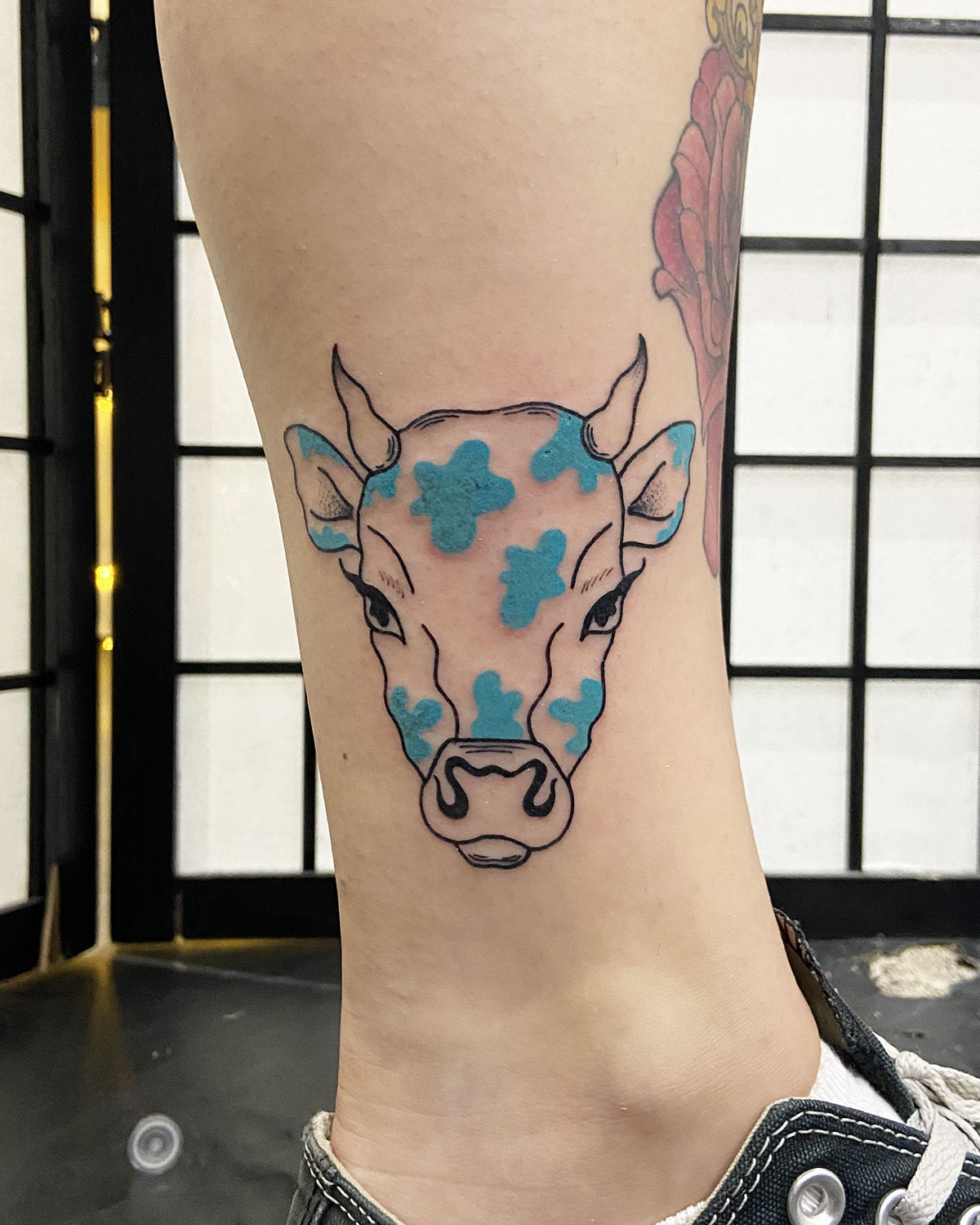 Cow Tattoo Illustration - Cow - Sticker | TeePublic