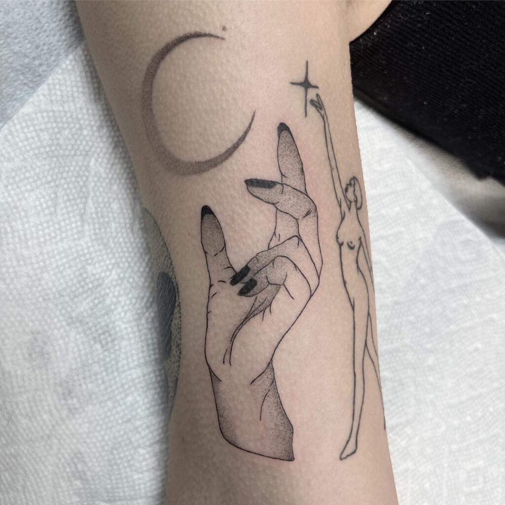 Matching minimalistic crescent moon tattoo for best