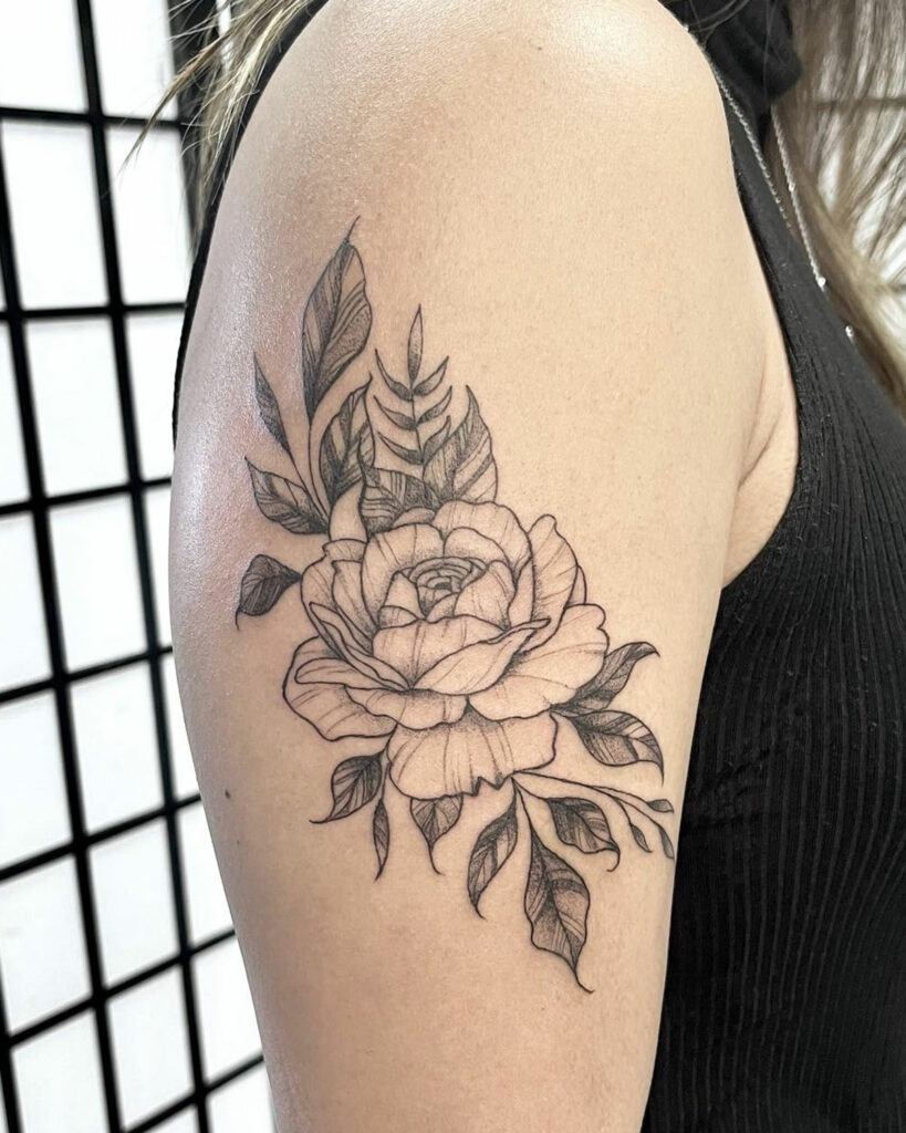 Delicate and feminine whip shaded flower tattoo on the thigh by Tiny T. If  you would like somet… | Flower tattoos, Tattoos for women flowers, Flower  tattoo shoulder
