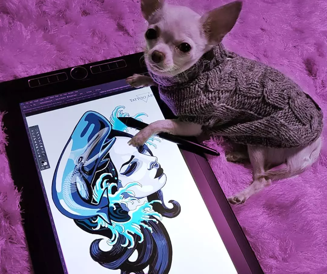 Dark feminine sea creature tattoo illustration created digitally by Abby at Abyss Tattoo Studio in Montreal